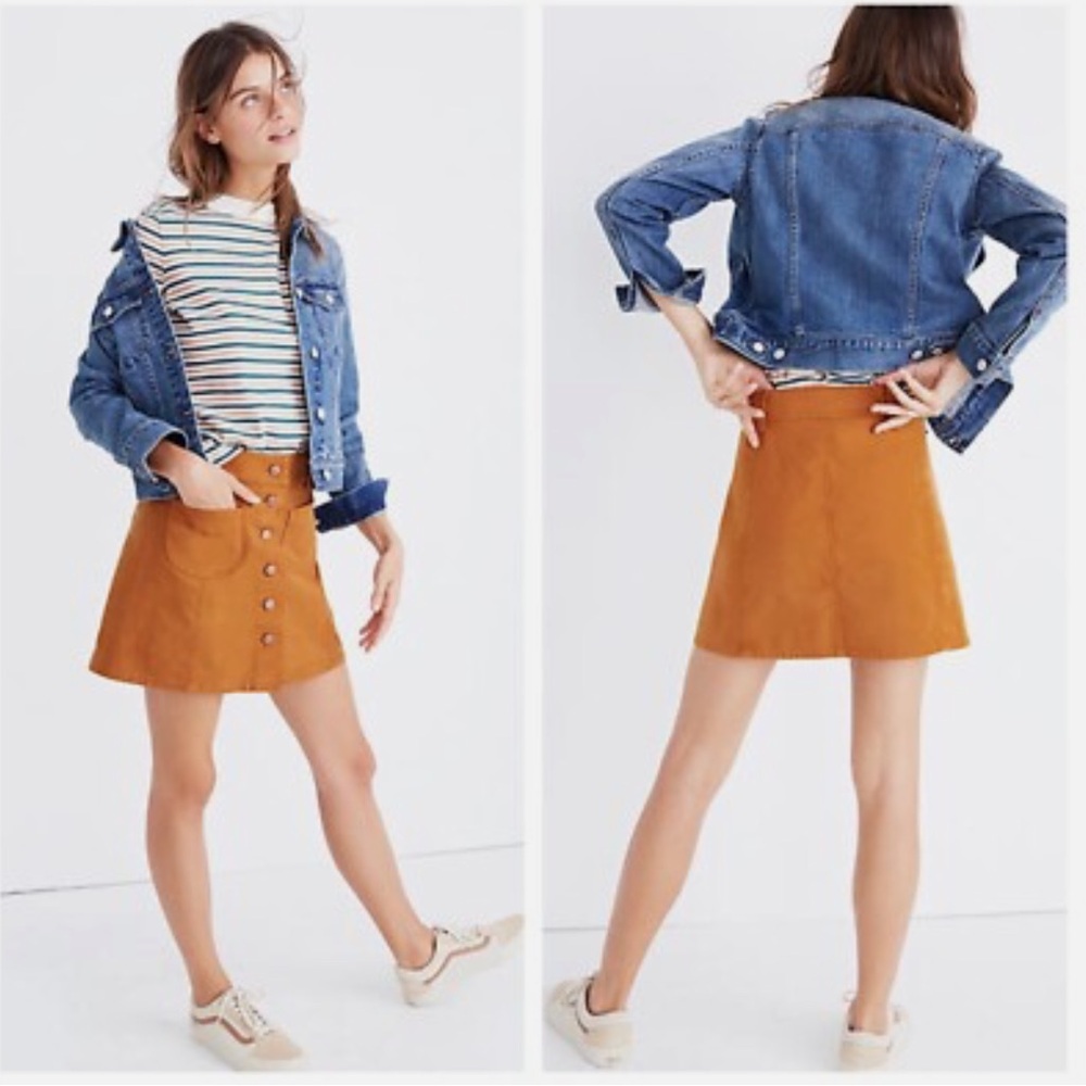 Madewell Rust Button-Front Mini Skirt size 0 - Picture 5 of 7